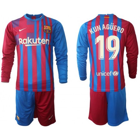 FC Barcelona Kun Agüero 19 Kind Thuis Tenue 2021-22 L/S